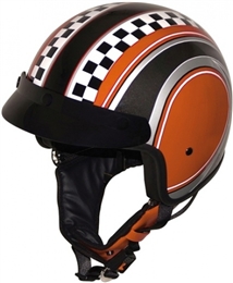 Roadstar Helm Jet-Helm Shorty Custom Checker orange