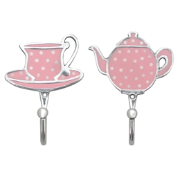 Bombay Duck Wandhaken-Set Teapot Spotty pink